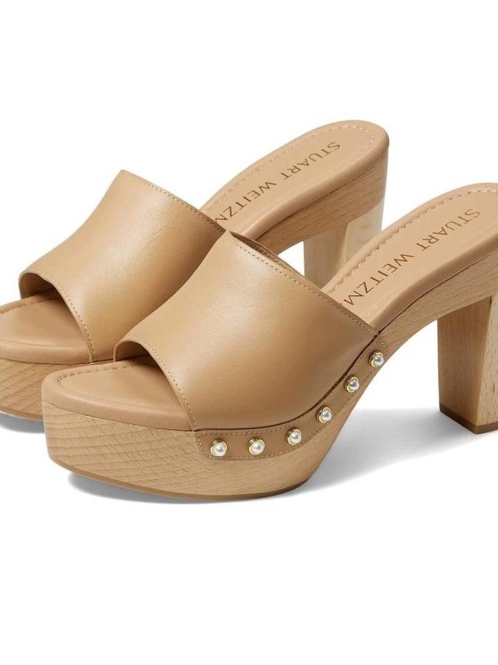 Stuart Weitzman Pearl Clog 85 Sandal Adobe Leather Womens 7 B